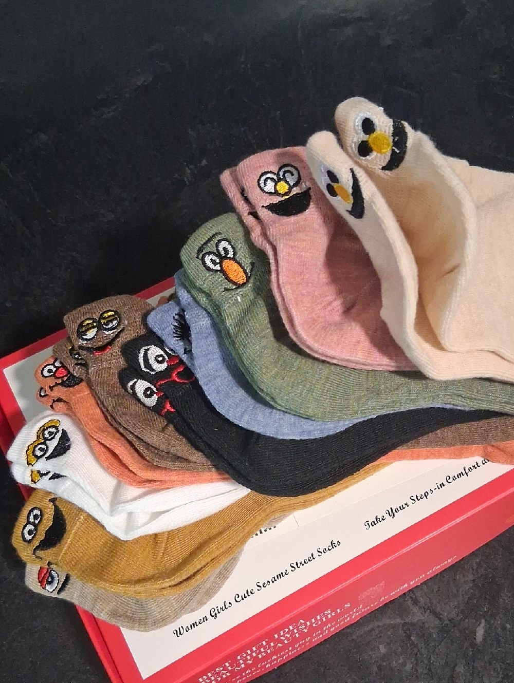 NEW! UNISEX Crew Socks - Sesame Street Face Design (Multi Color) 10 PAIR